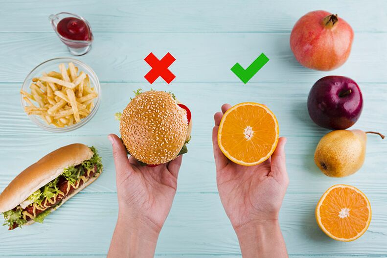 To lose weight, fast food is replaced by fruit